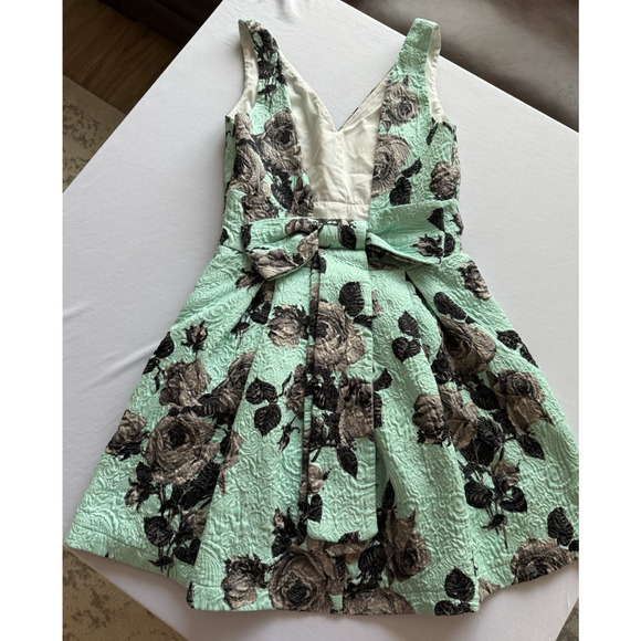 Topshop Women's 6 Retro Formal Jacquard Floral Bow Mini Dress Party Homecoming - Picture 3 of 13